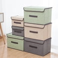 thumbnail image 6 of Cotton Linen Storage Box, Collapsible Fabric Bin with Lid for Bedroom, Living Room, Closet Organization, Towels, Toys, Laundry, Home Decor, 6 of 9