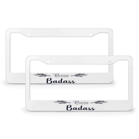 2 Pieces Wife Mom Boss Badass Funny Sarcastic Mother s Day License Plate Frame Best Gifts for Mom And Female Boss Friend Funny License Plates Aluminum Metal 2 Holes Fits All Car