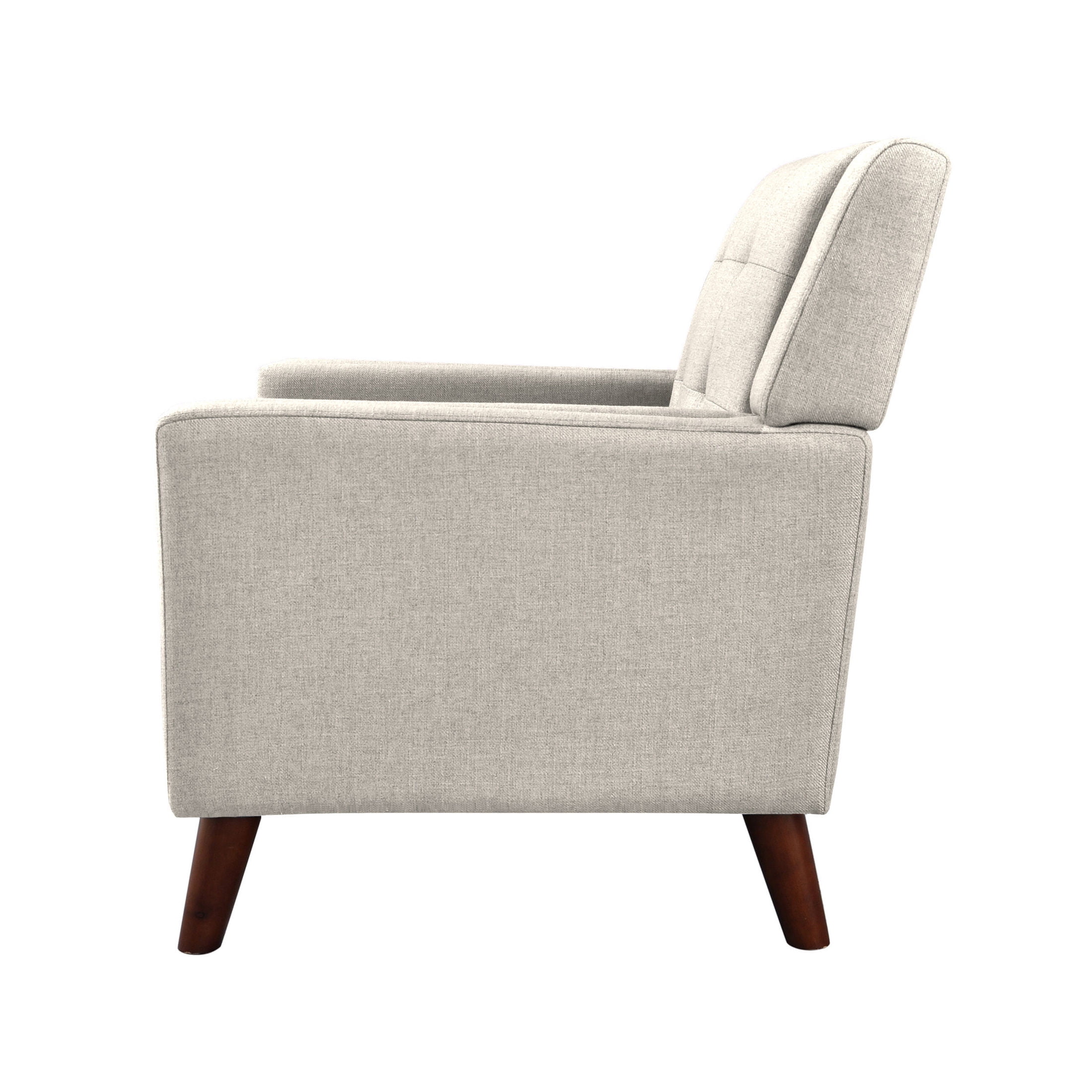 Christopher Knight Home Mid-Century Modern Armchair, Tufted Fabric Upholstery & Rubberwood Legs, Beige, Set of 2