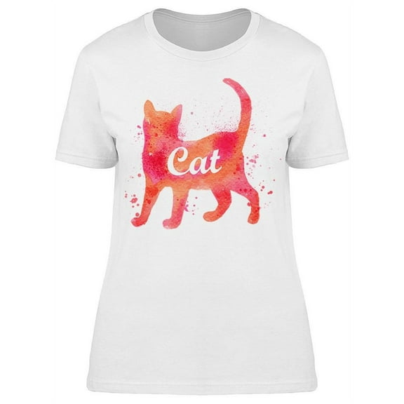 Watercolor Cat Silhouette  T-Shirt Women -Image by Shutterstock, Female 3X-Large