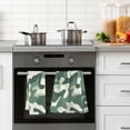thumbnail image 4 of Yayeee 2 Pack Hand Towels for Bathroom 100% Cotton 16" x 28" Soft Absorbent Kitchen Towel, Light Green Camouflage Design, 4 of 7