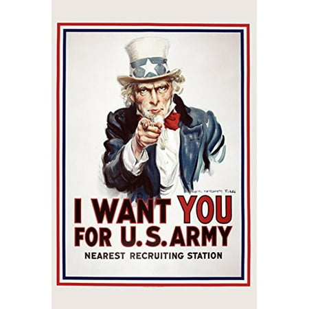 Vintage Uncle Sam - Uncle Sam Poster I Want You For US Army - Vintage New 24x36