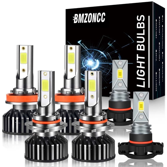9005 H11 LED Headlight High Low Beam H16/5202 Fog Light Bulbs 6000K White Pack of 6