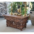 thumbnail image 5 of DharmaObjects Solid Indian Elm Wood Hand Carved Floor Shrine Altar Meditation Table (Large, Dark), 5 of 5