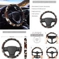 thumbnail image 3 of Jeiento Brown Cow Print 14 PCS Car Seat Cover Full Set with Steering Wheel Cover Seat Belt Covers Trash Can Rear View Mirror Cover Center Console Cover Cup Coasters Handbrake Cover Set, 3 of 7