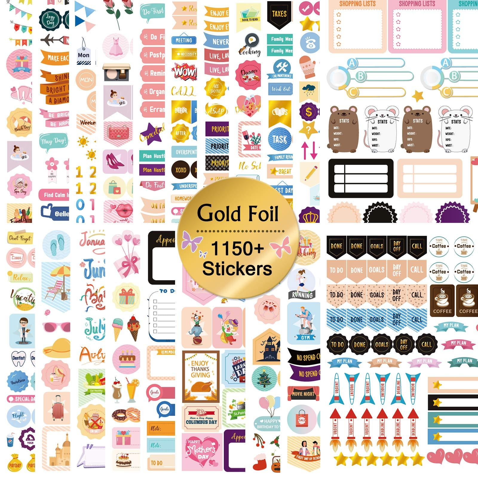 Steel Mill & Co Assorted 1000+ Budget Stickers, 24 Sheet Sticker Pack with Fun Stickers and Colored Dot Stickers, Cute Stickers for Monthly Planning