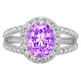 thumbnail image 7 of Solitaire with Accents Engagement Ring for Women - 2.6ct Natural Amethyst in 14K White Gold Promise Ring, 7 of 7
