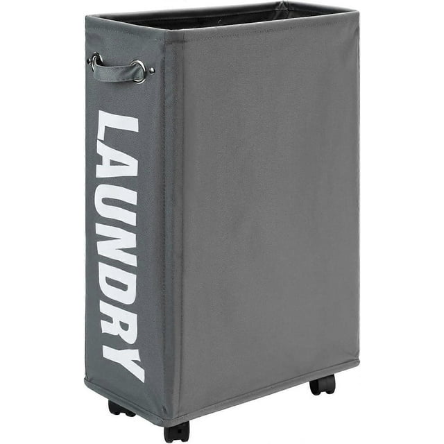 Ultra Slim Laundry Hamper with Handle,Foldable Corner Storage Box,Foldable Laundry Hamper (Gray,Ultra Slim)