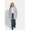thumbnail image 3 of CASSIE LIZ Winter Coats for Women Plus Size 2X Fall Trench Lightweight Gray Cardigan Sweaters Long Sleeve Open Front Ladies Outerwear with Pocket 2XL 18W 20W, 3 of 8