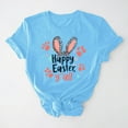 thumbnail image 2 of Zedker Easter Tops for Womens 2026 Spring Summer Casual Pullover Printed T-Shirt with Round Neck and Short Sleeves Blue L, 2 of 6