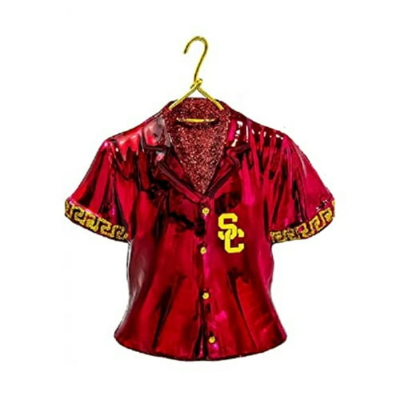 USC Trojan Hawaii Shirt Polish Glass Christmas Ornament