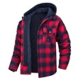 thumbnail image 1 of Chaqueta tipo camisa para hombre, con capucha extraíble, a cuadros, acolchada y forrada, abrigos de invierno, sudadera gruesa, ropa de abrigo, camisas para hombre, 1 of 5
