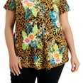 thumbnail image 3 of JM Collection Women's Tropical Wilderness Top Brown Size 0X, 3 of 3