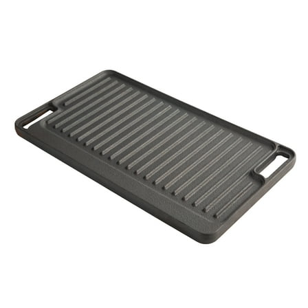 Ozark Trail Deluxe Cast Iron Reversible Grill Griddle Plate, Black, 16 x 9 Inch