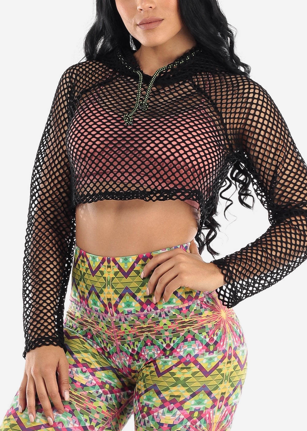 plus size fishnet hoodie