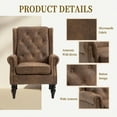 thumbnail image 5 of Microsuede Frame Armchair,  Modern Accent Chair Lounge Chair with Tufted Button & Rivet Trim, Upholstered Sofa Chair with Sturdy Wood Legs for Bedroom Study Room, Lounge (Coffee), 5 of 9