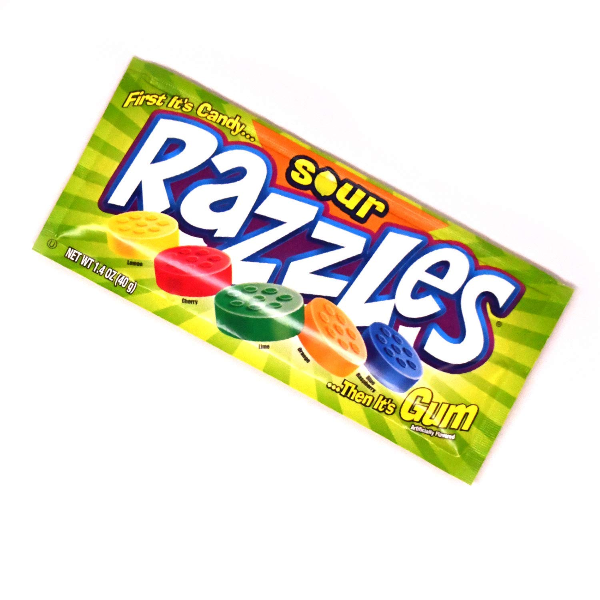 Razzles SOUR Flavor Candy Gum 1.4 Ounce (Pack of 24)