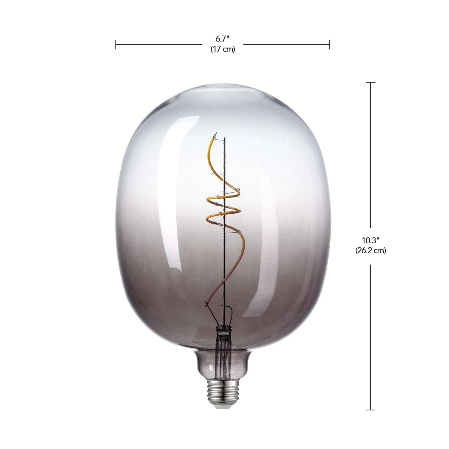 Globe Electric Luxe Luxury Oversized Smoked Glass LED Filament Light Bulb, 5 Watts (25 Watt Equivalent), Gradient Smoked Glass Design, Oval Shape, E26 Base, 1800 Kelvin, 180 Lumens, 15 000 Hour Lifesp