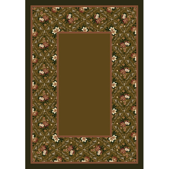 Milliken Brown Area Rug Bouquet Lace Light Tobacco - Aprx 5' 4" x 7' 8"