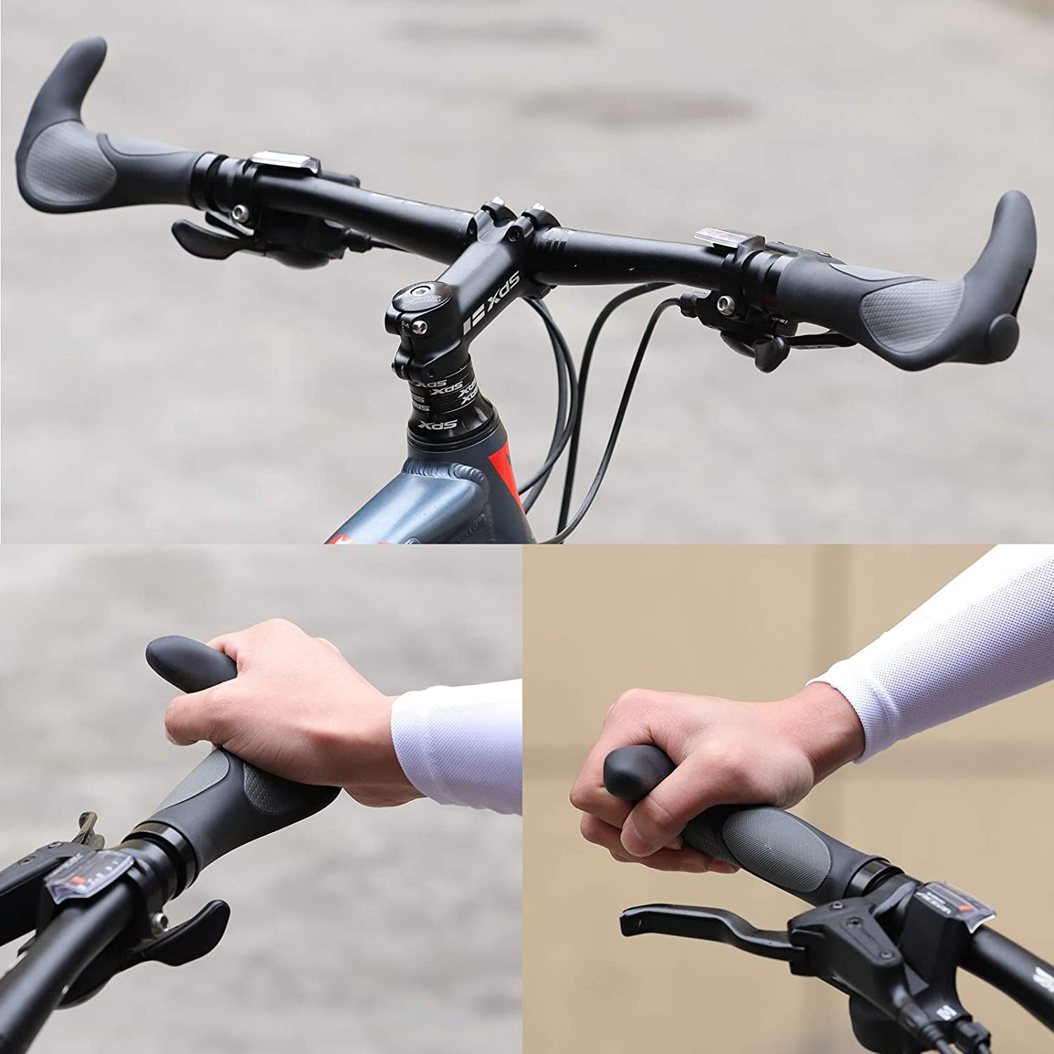 Ergonomic Rubber MTB Mountain Bike Bicycle Handlebar Grips Cycling Lock-On Ends