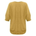 thumbnail image 5 of KBZDBZC Summer Tops for Women 2024 Women's Spring Solid Round Neck Knitted Elegant 3/4 Sleeve Top Blouse for Women Women T Shirts Womens Shirts (Yellow,M), 5 of 5