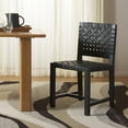 thumbnail image 2 of SAFAVIEH Sorrento Coastal Leather Solid Dining Side Chair, Black/Black, 2 of 12