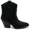 thumbnail image 3 of Forever Women Cowgirl Cowboy Western Ankle Boots Pointy Toe Rhinestone Bling Short Booties RIVER-01 All Black 7.5, 3 of 4
