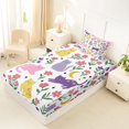 thumbnail image 4 of Homewish Cartoon Cat Animals Twin Sheets,Cute Floral Moon Bedding,White,3pcs,1 Fitted Sheet and 1 Pillowcase, 4 of 6