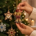 thumbnail image 4 of Hovilon 6PCS Christmas Wooden Ornaments DIY Pearl Kit, 6 Festive Designs Wood Pendant Style Holiday Tree Decor, DIY Painting of Diamond Craft Set for Home Decoration and Handmade Gift, 4 of 7