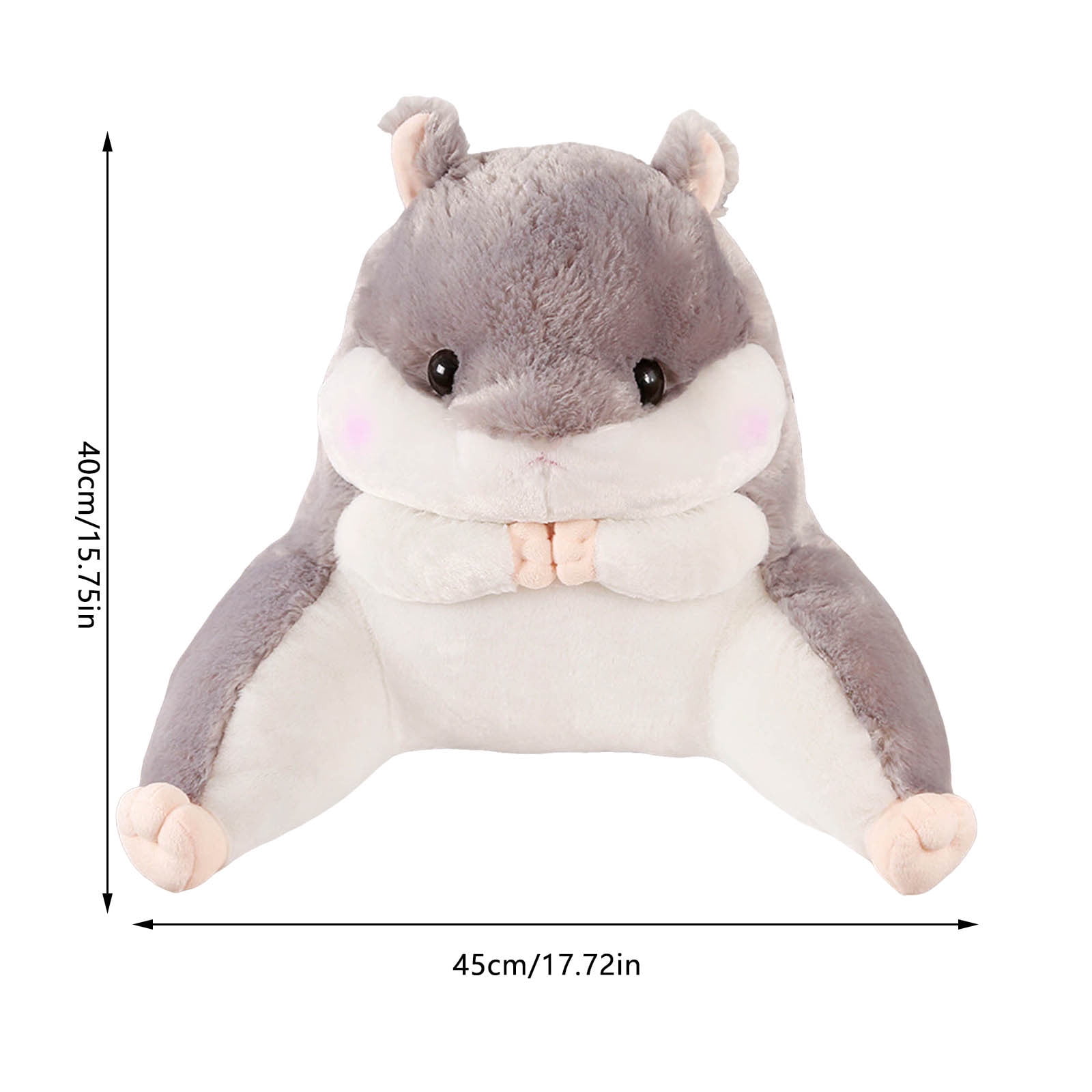 Hamster Reading Pillow with Arms for Adults,Back Pillow for Bed Sitting Up,Soft Plush Backrest Pillow,Cartoon Office Chair Lumbar Support Bed Rest Pillow (Brown, 17.7x15.7 inches)