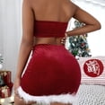 thumbnail image 4 of Douhoow Women Christmas Skirt Outfits, Contrast Color Plush Tube Top + Bodycon Mini Skirt, 4 of 7