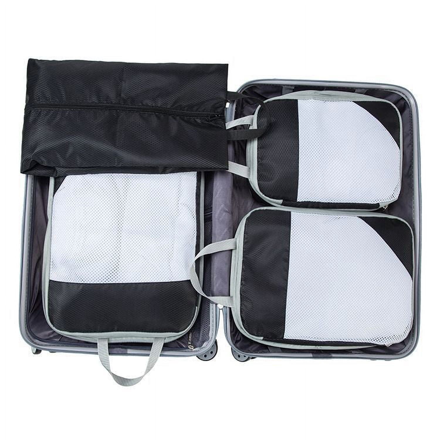 Namzi 4 Piece Compression Packing Cube Set, Travel Storage Bag Portable Luggage Storage Box Set Expandable Packing Mesh Bag for Clothing Underwear Shoes (Gray)