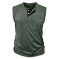 thumbnail image 3 of Njagoc3 Mens Sleeveless Henley Vest, Button - Accent Design, Cotton - Rich Fabric, Casual Outdoor & Daily Vest, 3 of 5