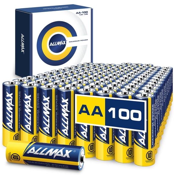 Batería alcalina Allmax AA de máxima potencia de 1,5 V (100 unidades)