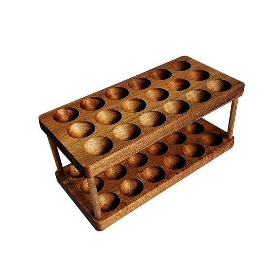 yotijay Eggs Plate Storage Tray Double Layer Design Practical Sturdy Wood Egg Holder for
