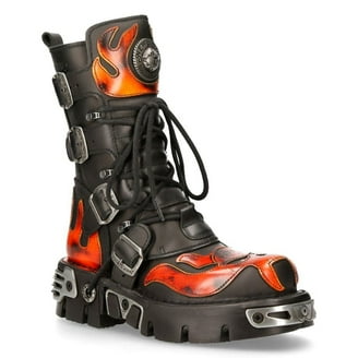 NEW ROCK 407-S1 Silver Cross BOOTS Black Leather Gothic Punk Biker