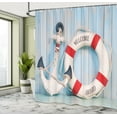 thumbnail image 5 of Ambesonne Shabby Shower Curtain, Welcome Aboard Sign Anchor, 69"Wx84"L, Red Pale Blue Navy Blue, 5 of 5