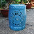 thumbnail image 1 of International Caravan Isfahani Ceramic Garden Stool in Aqua Blue, 1 of 1