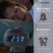 Sonic Bomb Dual Extra Loud Alarm Clock with Bed Shaker, Black & Blue | Sonic Alert Vibrating, Heavy Sleepers, Battery Backup | Wake with a Shake