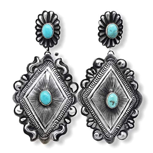 Handmade Jewellry Designer Purple Turquoise Silver Plated 5 Grams Earring 1.5 Long