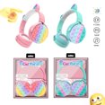 thumbnail image 3 of Puseky Cat Ear Headphones with Pop Fidget Toy, 5.0 Bluetooth Wireless Headphones for Kids, Noise Cancelling Headphones for Kids - Pink, 3 of 11