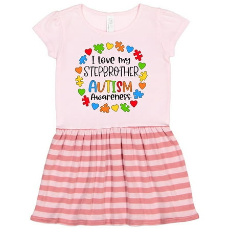 

Inktastic I Love my Stepbrother Autism Awareness Gift Toddler Girl Dress