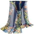 thumbnail image 2 of GZWYHT Silk Scarf,Scarves for Women Lightweight Women New Scarf Flower Pattern Scarf Square Scarf Long And Light Silky Scarf Neck Scarf,Clearance,Womens Scarves Navy, 2 of 2