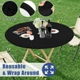 thumbnail image 5 of Round Spandex Tablecloth, Elastic Fitted Waterproof Tablecloths for 36"-44" Tables, Stretch Washable Picnic Table Cover for Camping, Dining, Indoor and Outdoor, Black, 5 of 6