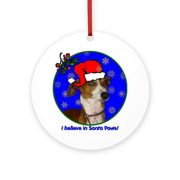 CafePress - Italiangreyhoundxmas Shirt - Round Wood Ornament 4"