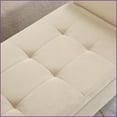 thumbnail image 3 of 51.5" Bed Bench with Storage | Soft Beige Velvet | Solid Wood Legs, 3 of 9