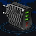 thumbnail image 5 of Charging Blocks Quick Charging Blocks 3 USB Ports LED Digital Display Cell Phone Brick Charging Cube Phone Charging Adapter US plug [flat feet] black, 5 of 5