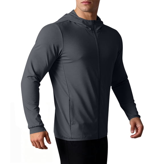 Blmnix Sun Shirts Men Tshirt Oversized Zip-Up Fishing Shirts Shirts Gray Hooded Long Sleeve Mens Casual Shirts,XL