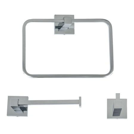 

Tella Square Series 3-Piece Brass Accessory Set in Polished Chrome