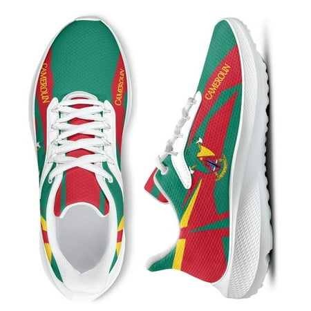 Women s Sneakers Cameroun Flag White Casual Flats Unisex Outdoor Sneakers Lightweight Lace-up Shoes Chaussure